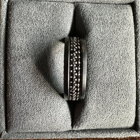 David Yurman Streamline Two Row Band Ring w/ Black Diamonds - Size 10 - Picture 10 of 16